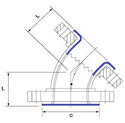 Отвод 45° футерованный фторопластом-422