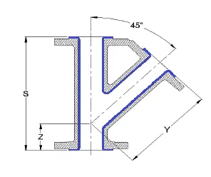 Тройник 45° футерованные фторопластом-4