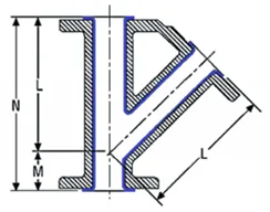 Уменьшающий тройник 45° футерованные фторопластом-4
